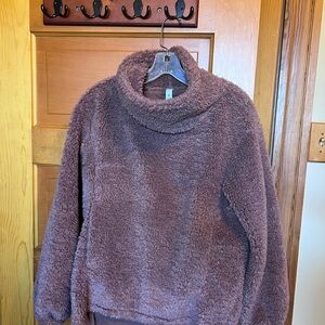 Lululemon Mauve Sherpa Fleece Pullover Sweater Size 2 Cozy Funnel Neck